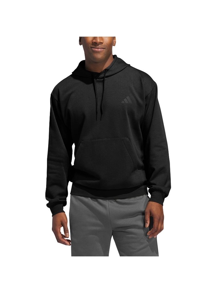 Adidas Men's Black Hoodie Large Cotton Blend Pullover Athletic E1305
